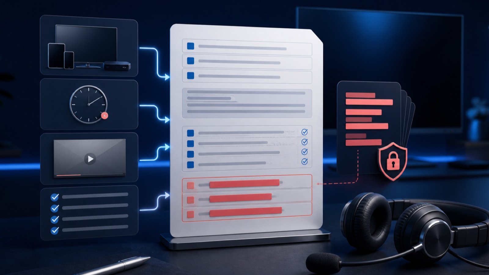 Assistenza IPTV con checklist diagnostica e dispositivo