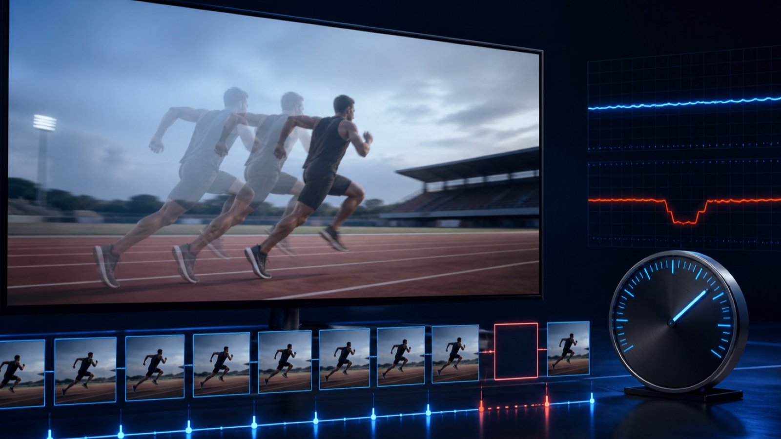 Sequenza di fotogrammi che distingue scatti regolari da pause di buffering — IPTV a scatti